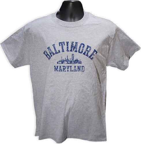 T-Shirt Baltimore Skyline Distressed GREY