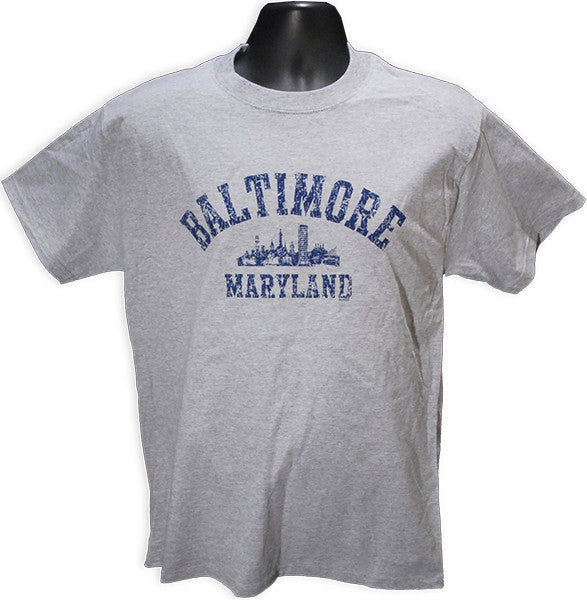 T-Shirt Baltimore Skyline Distressed GREY