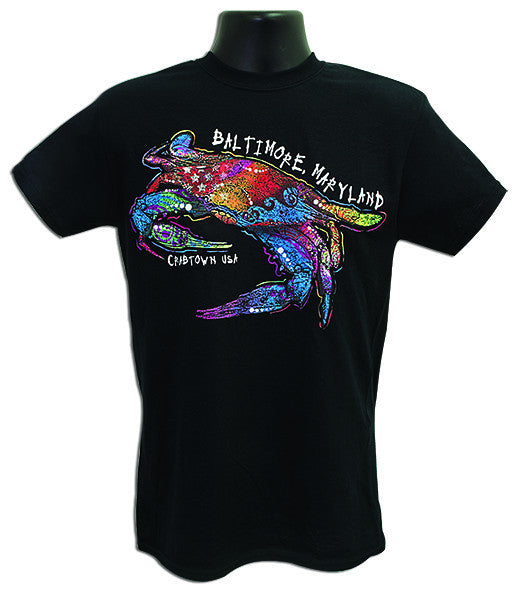 T-Shirt Mosaic Crab Baltimore BLACK