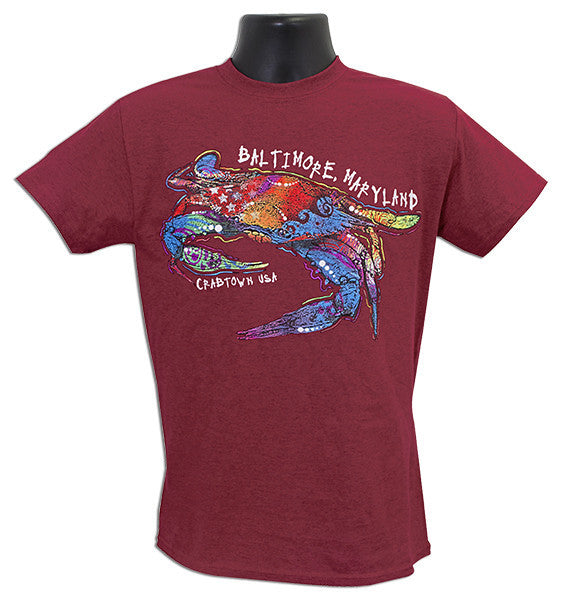 T-Shirt Mosaic Crab Baltimore ANTIQUE CHERRY