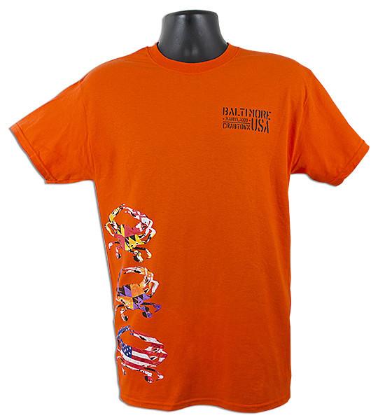 TSBM17O3 T-Shirt Baltimore Crab Stack ORANGE
