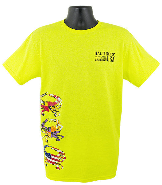 T-Shirt Baltimore Crab Stack SAFETY GREEN