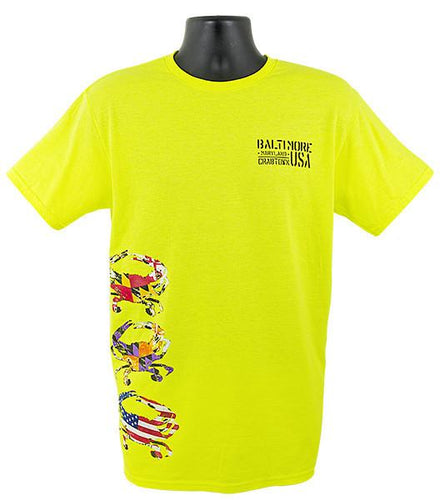 TSBM17S T-Shirt Baltimore Crab Stack SAFETY GREEN