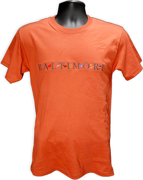 T-Shirt Baltimore Embroidered Word Copper