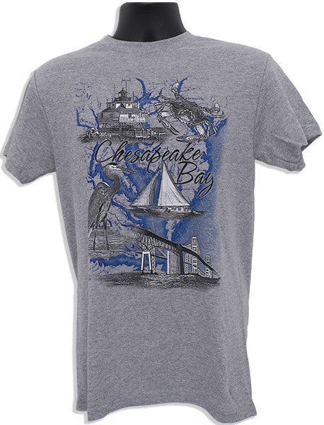 T-Shirt Chesapeake Bay Map SPORT GREY