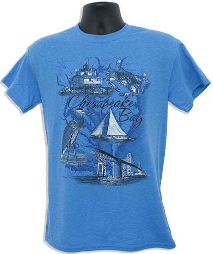 T-Shirt Chesapeake Bay Map SAPPHIRE HEATHER