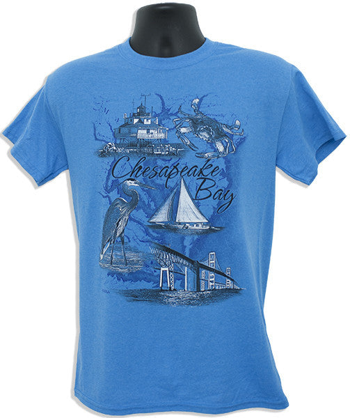 T-Shirt Chesapeake Bay Map SAPPHIRE HEATHER