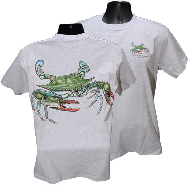 T-Shirt Blue Crab 2-Sided Chesapeake Bay ASH