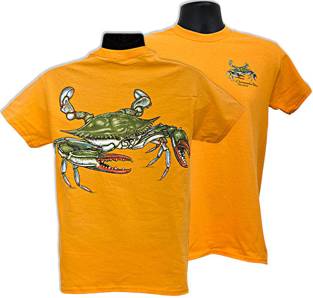 T-Shirt Blue Crab 2-Sided Chesapeake Bay ORANGE