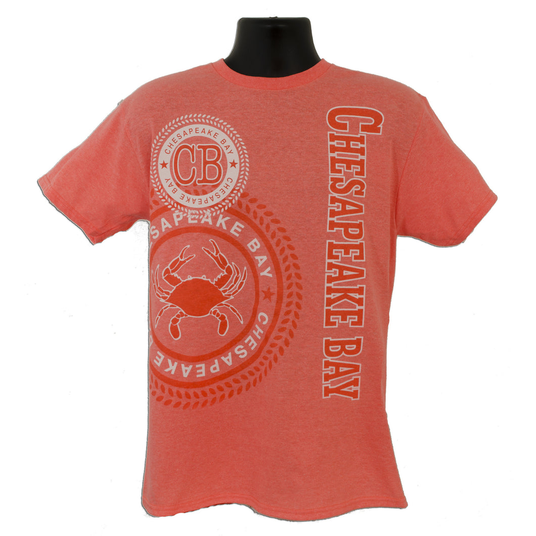 Chesapeake Bay Stamp T-Shirt in Coral Heather Color