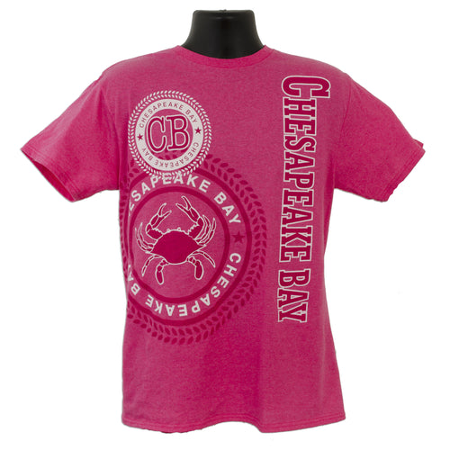 T-SHIRT CHESAPEAKE BAY STAMP DESIGN IN HELICONIA HEATHER COLOR