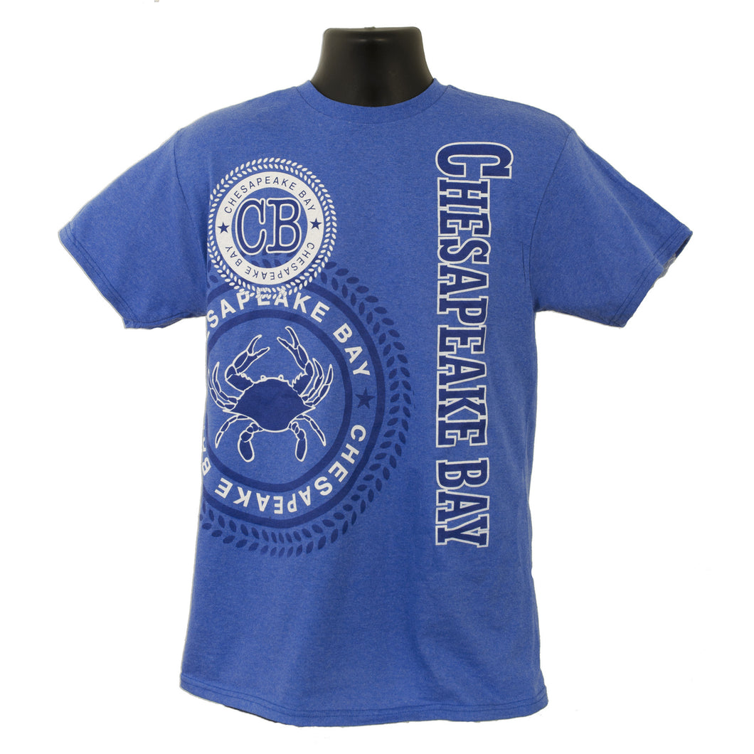 T-SHIRT CHESAPEAKE BAY STAMP DESIGN IN ROYAL HEATHER COLOR
