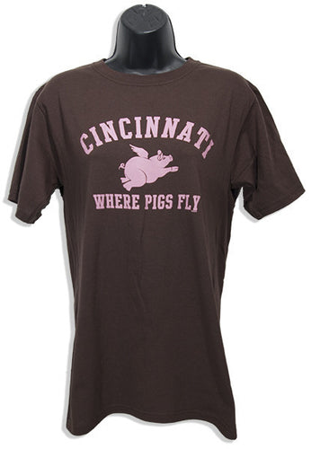 T-Shirt Cincinnati Where Pigs Fly CHOCOLATE