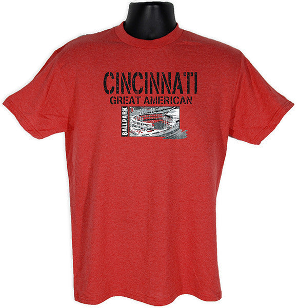 T-Shirt Cincinnati Ballpark Stencil RED HEATHER