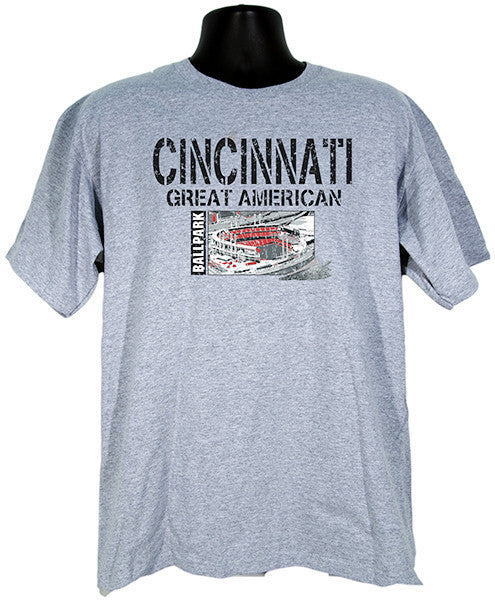 T-Shirt Cincinnati Ballpark Stencil GREY