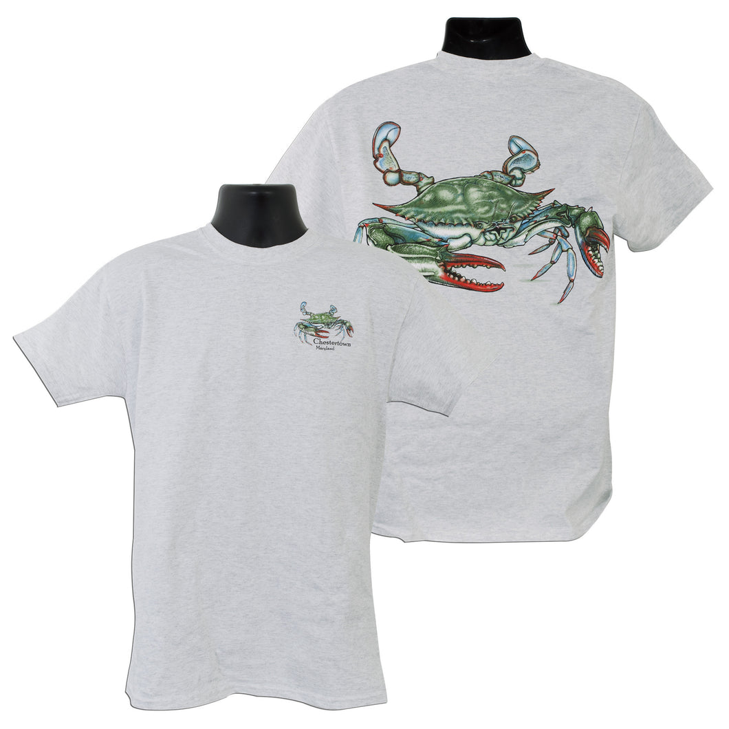 TSCN02A T-Shirt 2-Sided Blue Crab Chestertown Ash