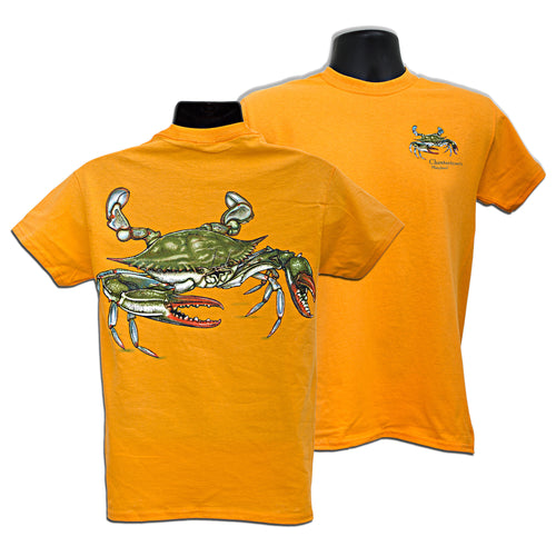 TSCN02N T-Shirt 2-Sided Blue Crab Chestertown Orange