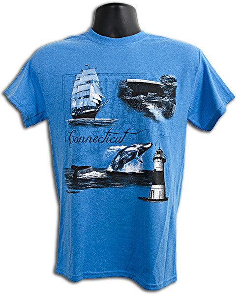 T-Shirt Connecticut Map HEATHER SAPPHIRE