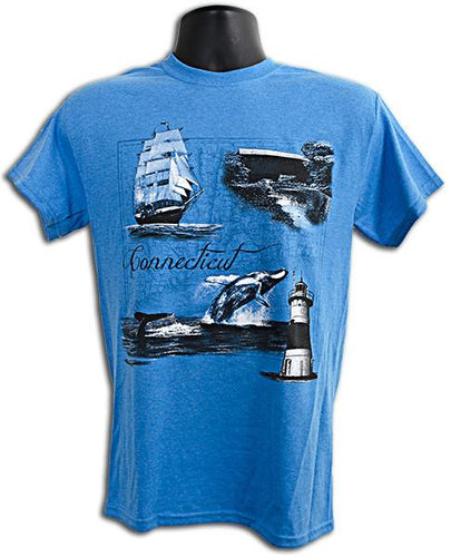 TSCT01H T-Shirt Connecticut Map HEATHER SAPPHIRE