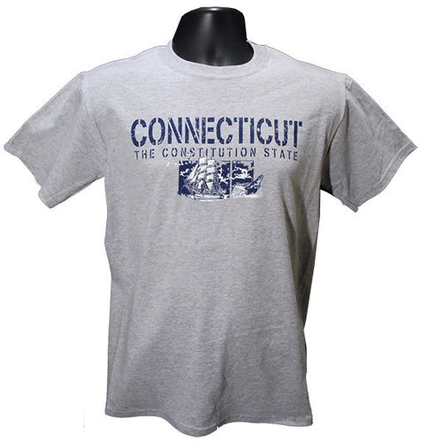T-Shirt Connecticut Stencil SPORT GREY