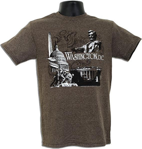 TSDC03B T-Shirt Washington DC Scene BROWN HEATHER