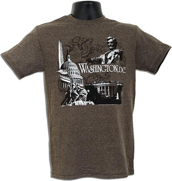 TSDC03B T-Shirt Washington DC Scene BROWN HEATHER