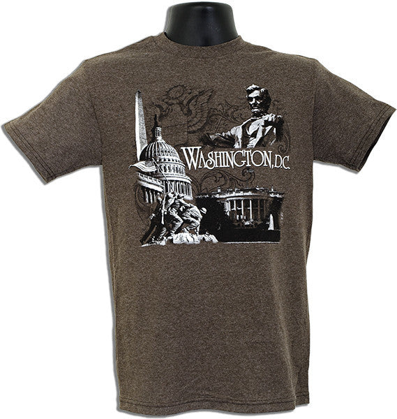 T-Shirt Washington DC Scene BROWN HEATHER