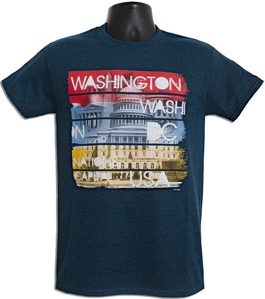 T-Shirt Washington DC City Paint - MIDNIGHT BLUE