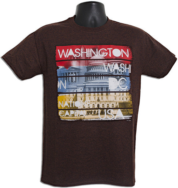 T-Shirt Washington DC City Paint - RUSSET