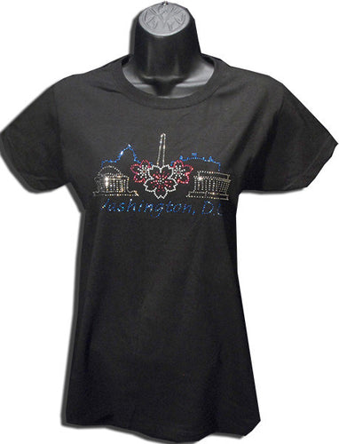 Ladies T DC Monuments Rhinestone 9022 Black Alstyle