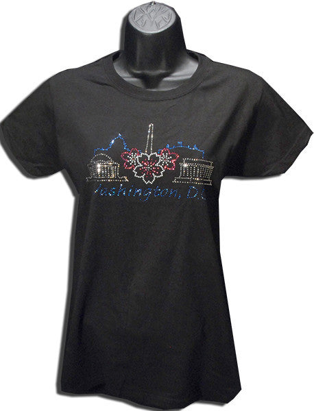 Ladies T DC Monuments Rhinestone 9022 Black Alstyle