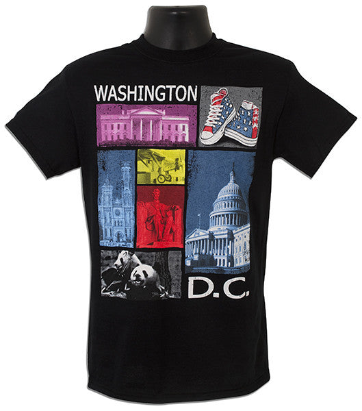 T-Shirt Washington DC Color Blocks BLACK