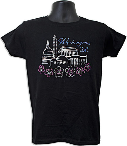 Ladies T - Rhinestone Monuments Silver BLACK