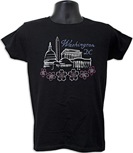 TSDC24B Ladies T - Rhinestone Monuments Silver BLACK