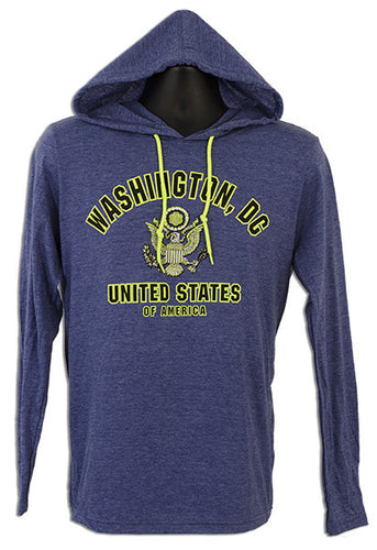 Long Sleeve Hooded T - Washington DC HEATHER BLUE