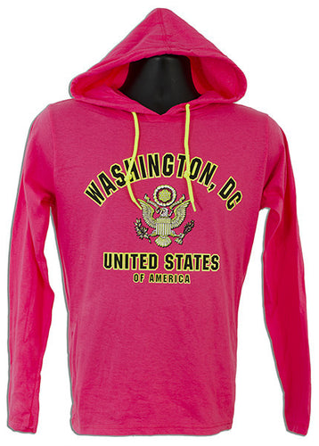 Long Sleeve Hooded T - Washington DC HOT PINK