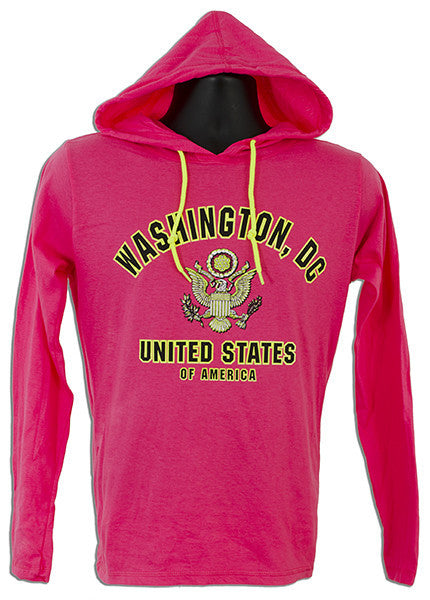 Long Sleeve Hooded T - Washington DC HOT PINK