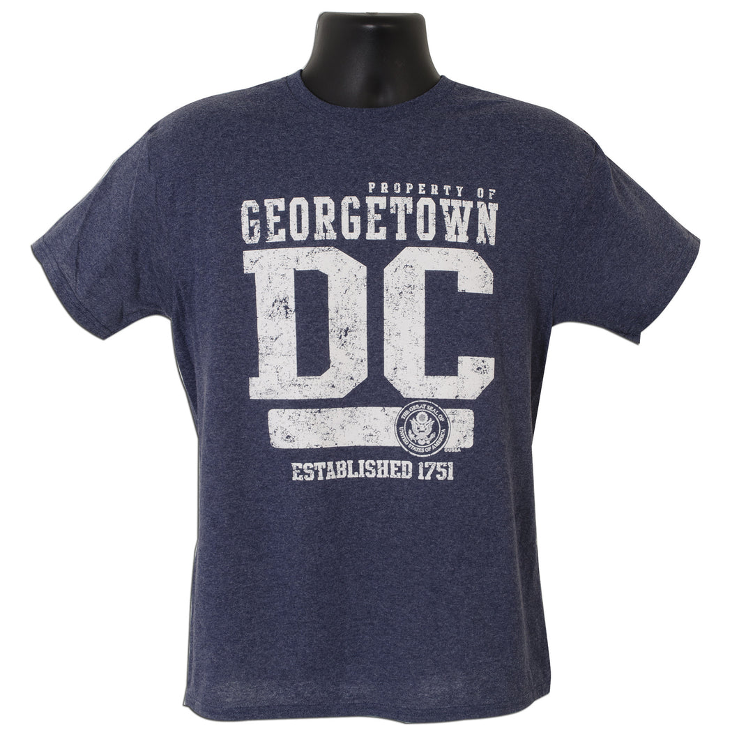 T-SHIRT PROPERTY OF GEORGETOWN DC NAVY BLUE HEATHER