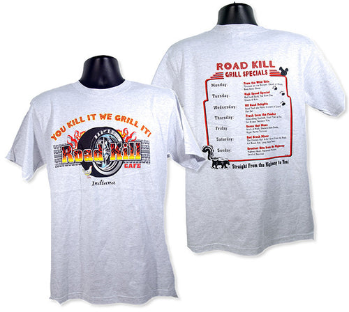 T-Shirt 100% Road Kill Cafe INDIANA Ash