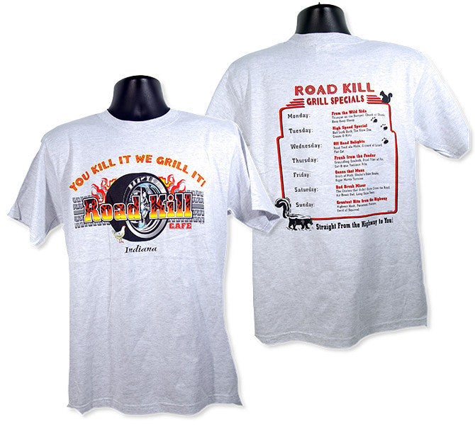 T-Shirt 100% Road Kill Cafe INDIANA Ash
