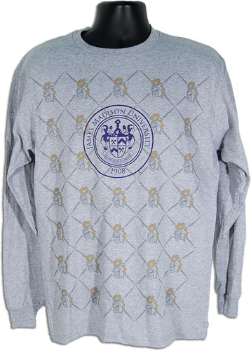 LONG SL T JMU Overall Print w Seal - ANTHRACITE GREY