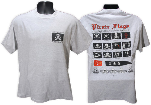 T-Shirt 100% Pirate Flags Kent Island Ash
