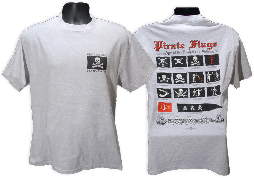 T-Shirt 100% Pirate Flags Kent Island Ash