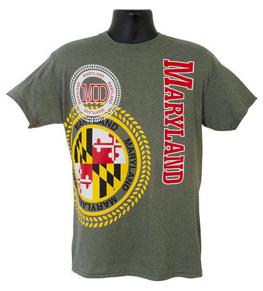 T-Shirt Maryland Flag Stamp HEATHER MILITARY XX