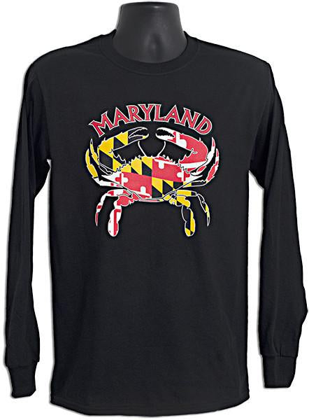 TSMD06L3 Long Sleeve T Maryland Flag/Crab BLACK