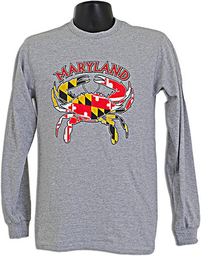 Long Sleeve T Maryland Flag/Crab SPORT GREY