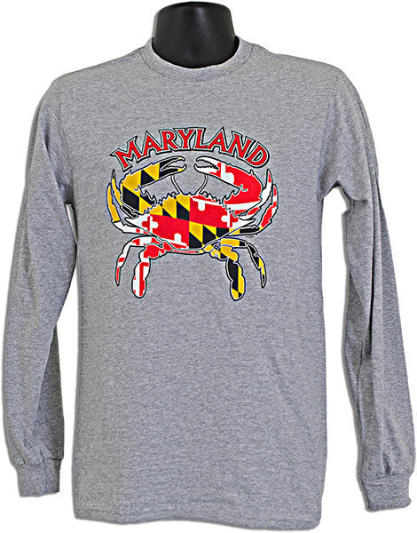 Long Sleeve T Maryland Flag/Crab SPORT GREY