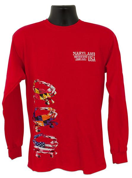 TSMD07E3 LONG-SLEEVE Maryland Crab Stack RED