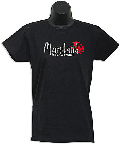 Ladies T Rhinestone Combo is 4 Crabs BLACK