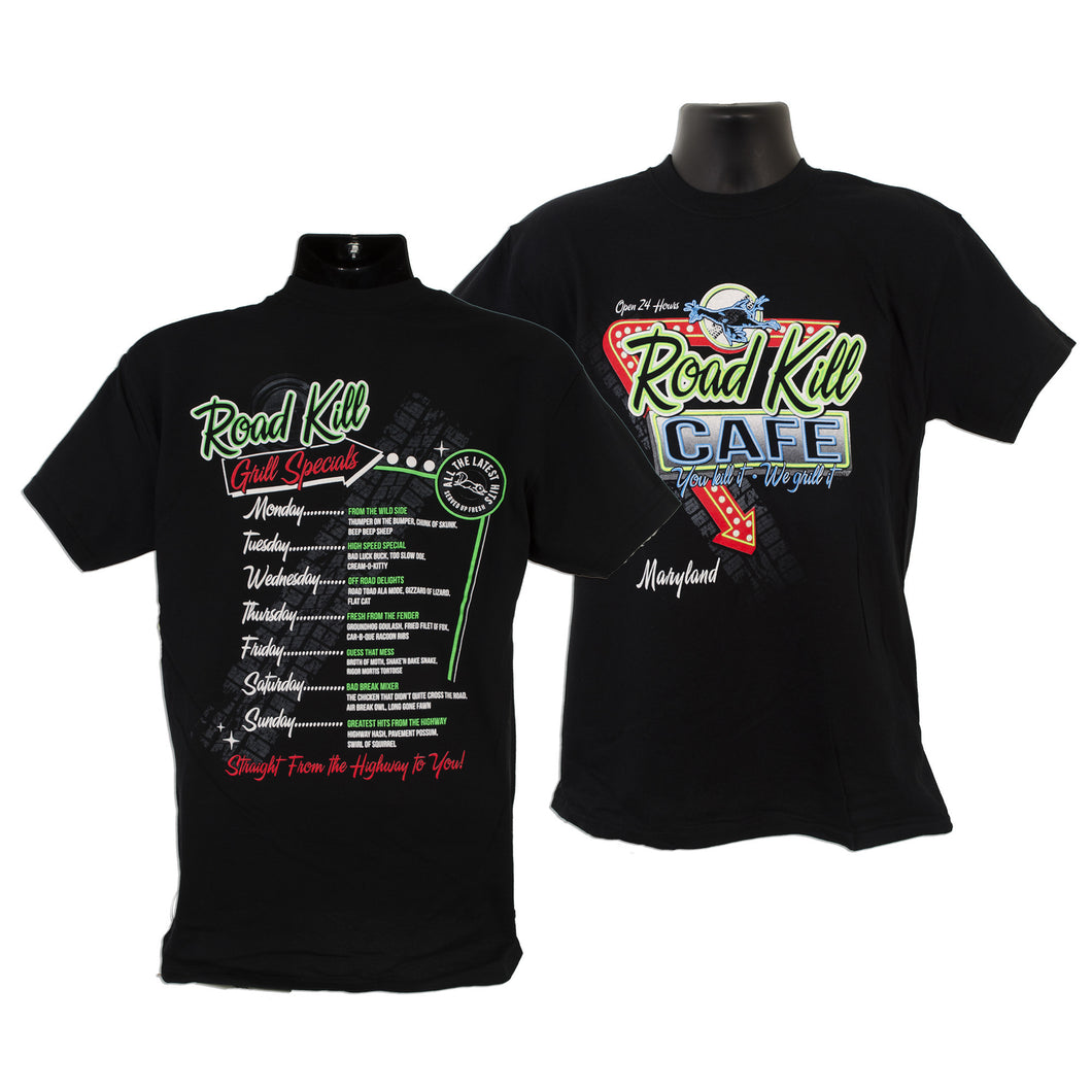TSMD16B T-Shirt Road Kill Cafe MARYLAND BLACK